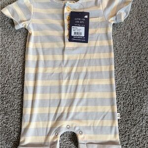 Me & Henry Striped Bodysuit in Yellow and Gray